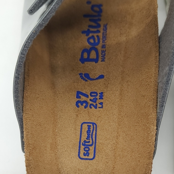 Betula Birkenstock Leo Silver Soft Footbed Narrow Fit Sandal Women's Size 6 - Picture 6 of 12